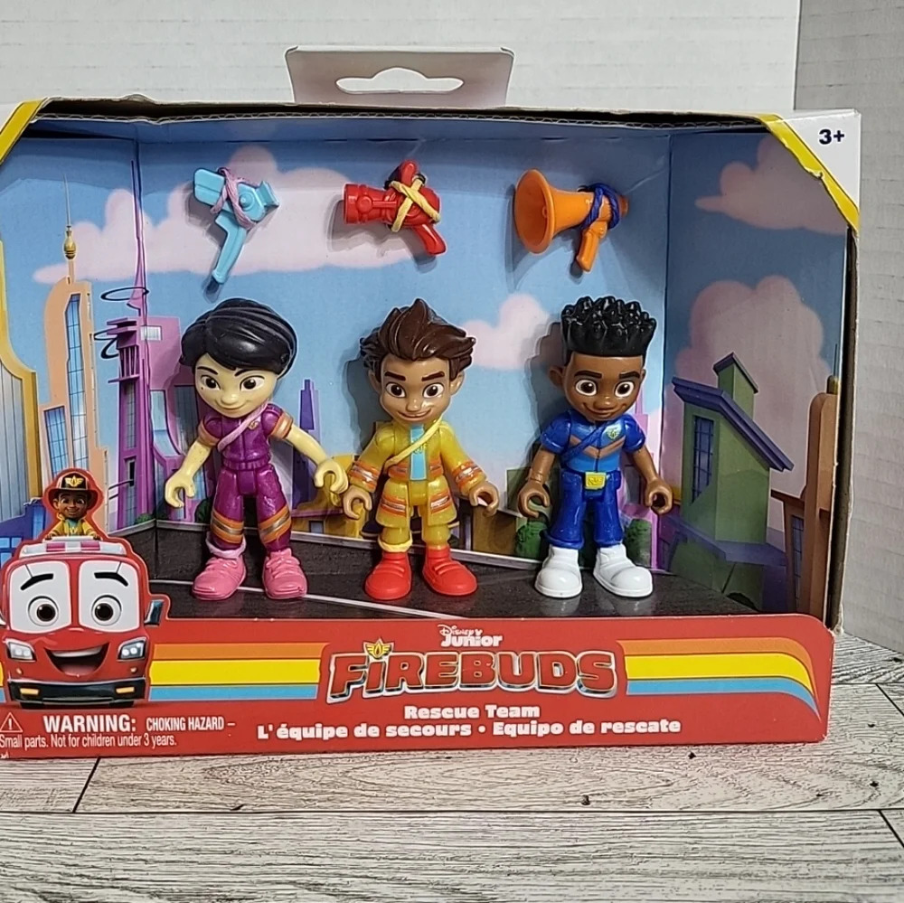New In Box Disney Junior Firebuds Lil' Buds Crew 3" Figures Set Rescue Team‎